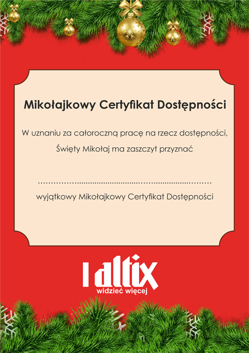 Mikołajkowy Certyfikat Dostępności