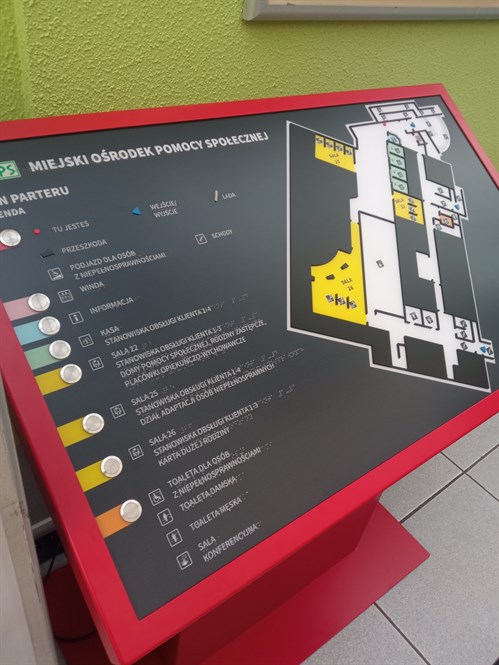 Dotykowy Udźwiękowiony Plan Informacyjny Ze Znacznikami Yourway Beacon I NFC W Miejskim Ośrodku Pomocy Społecznej We Wrocławiu 