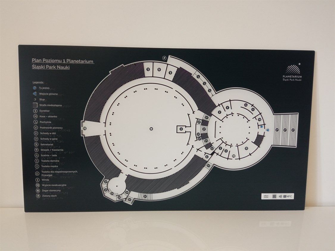 Dotykowy Plan Informacyjny Poziomu pierwszego Planetarium Śląskiego Parku Nauki