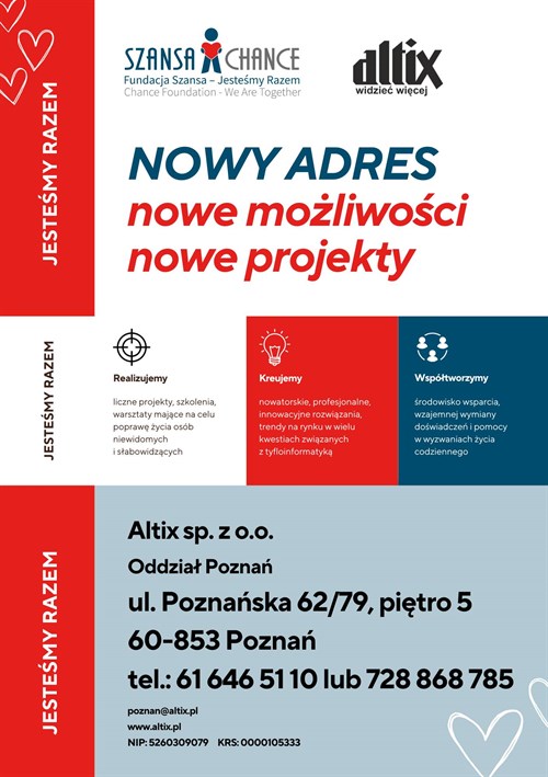 Plakat Nowy Adres Altix W Poznaniu