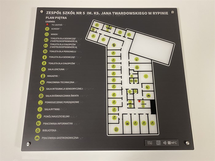 Dotykowy Plan Informacyjny Piętra Ze Znacznikami YW Beacon I NFC