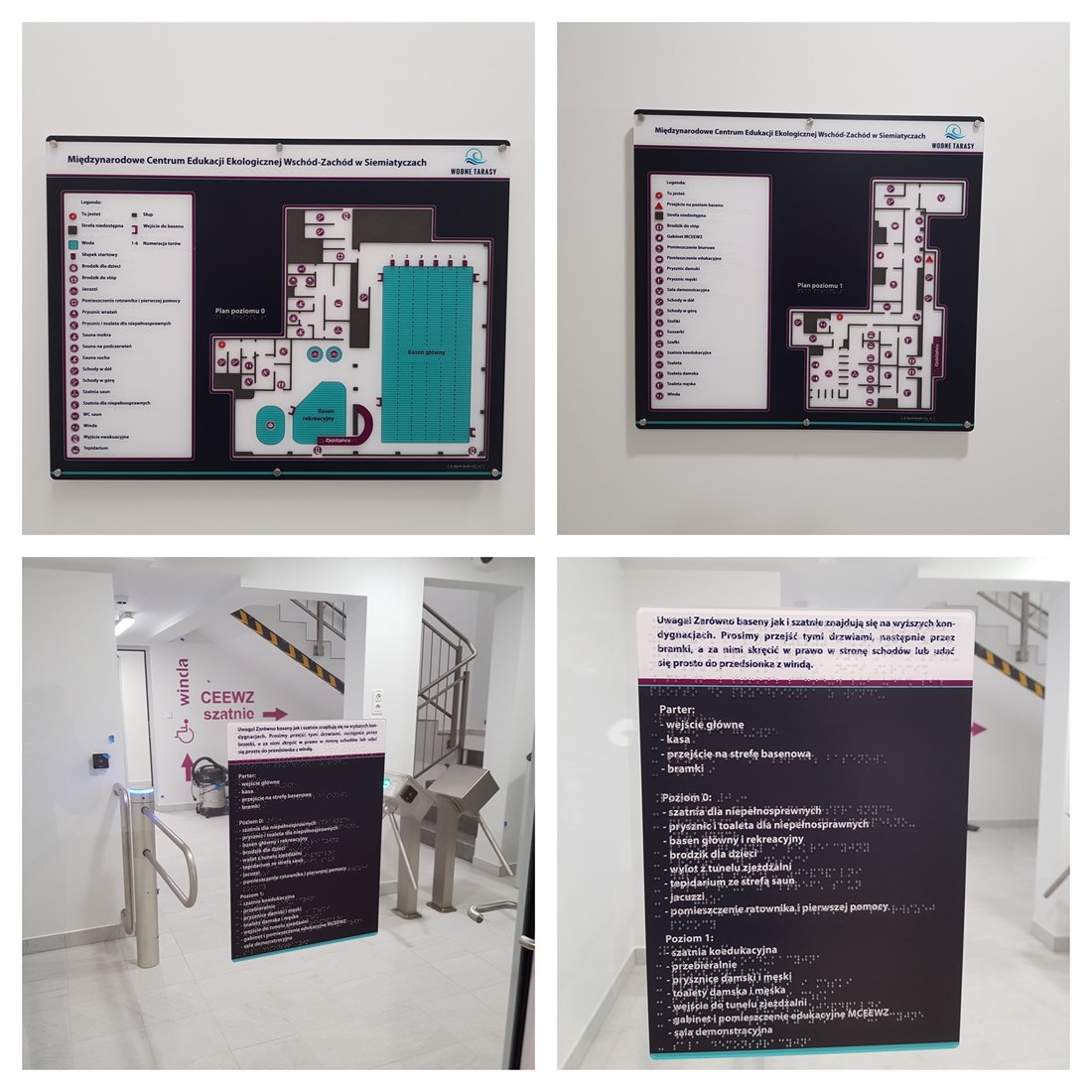 Dotykowe plany informacyjne Basenu „Wodne Tarasy” w Siemiatyczach ze znacznikami YourWay Beacon
